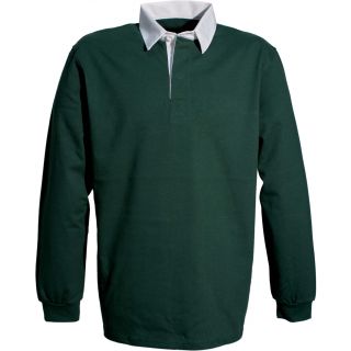 Polo homme rugby uni col blanc K217 - Bottle Green
