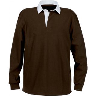 Polo homme rugby uni col blanc K217 - Chocolate