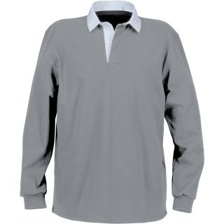 Polo homme rugby uni col blanc K217 - Light Grey