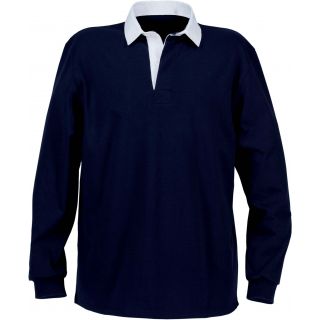 Polo homme rugby uni col blanc K217 - Navy