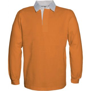 Polo homme rugby uni col blanc K217 - Orange