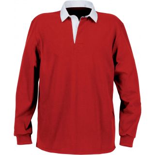 Polo homme rugby uni col blanc K217 - Red