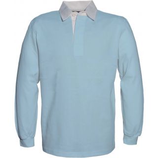 Polo homme rugby uni col blanc K217 - Sky Blue