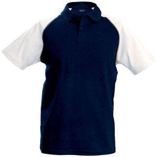 Polo enfant baseball K231 - Navy / White
