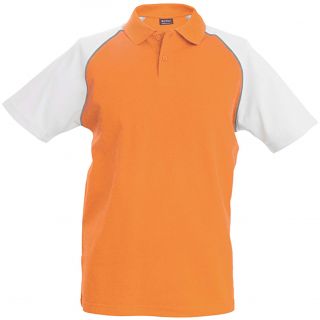 Polo enfant baseball K231 - Orange / White