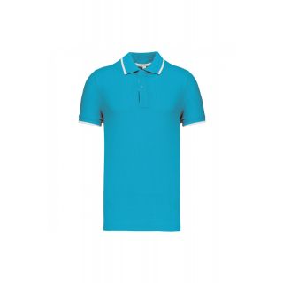 Polo manches courtes avec liserés K245 - Light Turquoise / White / Navy
