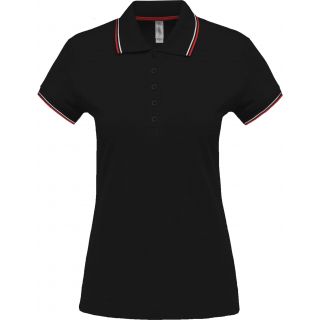 Polo femme manches courtes K251 - Black / Red / White