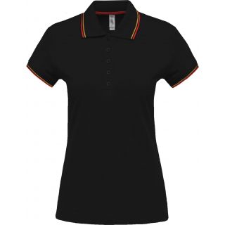 Polo femme manches courtes K251 - Black / Red / Yellow