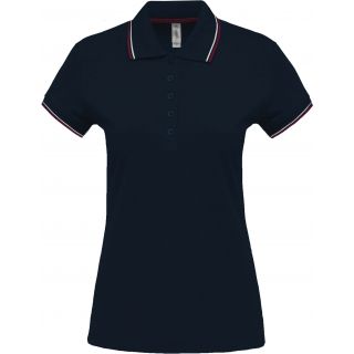 Polo femme manches courtes K251 - Navy / Wine / White