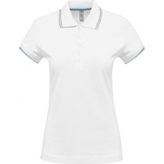 Polo femme manches courtes K251 - White / Sky Blue / Light Grey