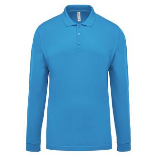 Polo homme piqué manches longues K256- Tropical Blue