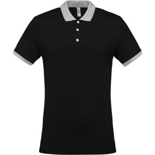 Polo homme piqué bicolore K258 - Black / Oxford Grey