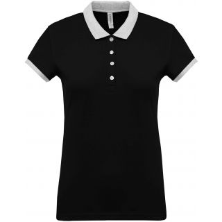 Polo femme piqué bicolore K259 - Black / Oxford Grey