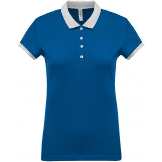 Polo femme piqué bicolore K259 - Light Royal Blue / Oxford Grey