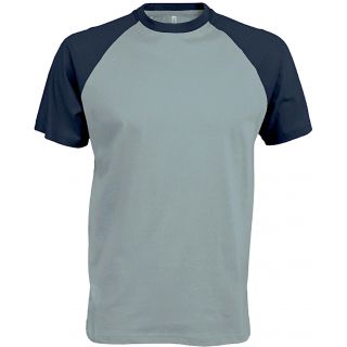 T-shirt bicolore manches courtes baseball K330 - Ice blue / Denim
