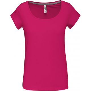 T-shirt femme col bateau manches courtes K384 - Fuchsia