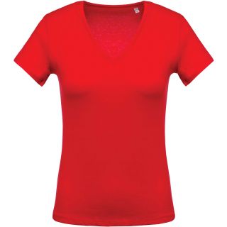 T-shirt femme col V manches courtes K390 - Red