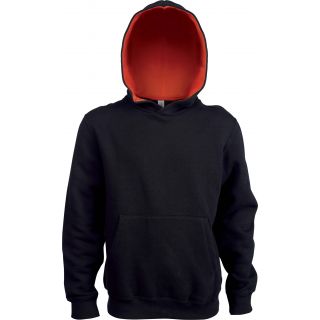 Sweat-shirt enfant à capuche contrastée K453 - Black / Red