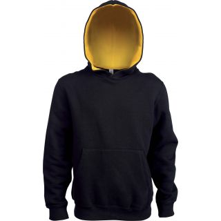 Sweat-shirt enfant à capuche contrastée K453 - Black / Yellow