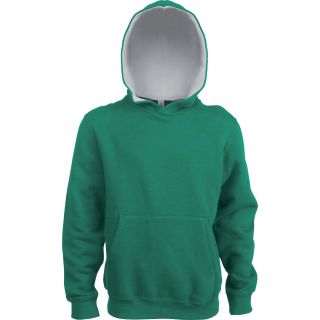 Sweat-shirt enfant à capuche contrastée K453 - Light Kelly Green / White