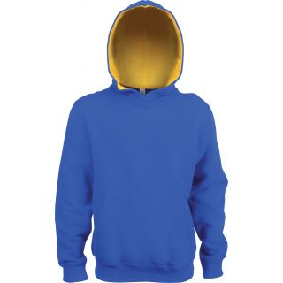 Sweat-shirt enfant à capuche contrastée K453 - Light Royal Blue / Yellow