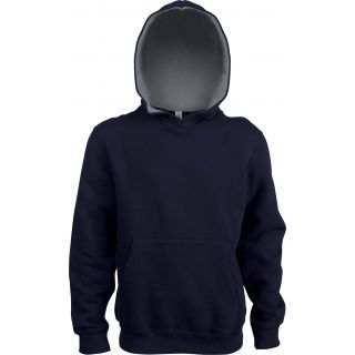 Sweat-shirt enfant à capuche contrastée K453 - Navy / Fine Grey