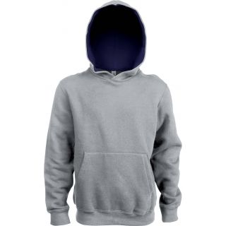 Sweat-shirt enfant à capuche contrastée K453 - Oxford Grey / Navy