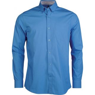 Chemise manches longues popeline lavée K517 - Blue