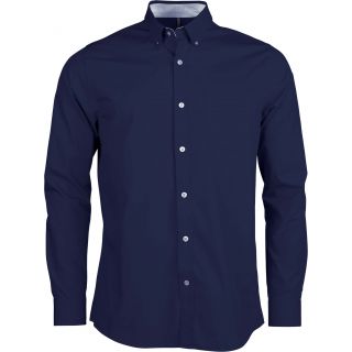 Chemise manches longues popeline lavée K517 - Navy