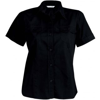 Chemise manches courtes femme popeline Tropical Lady K572 - Black