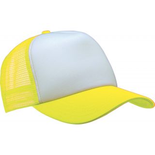 Casquette 5 panneaux Trucker KP111 - White / Fluorescent Yellow