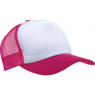 Casquette 5 panneaux Trucker KP111 - White / Fuchsia