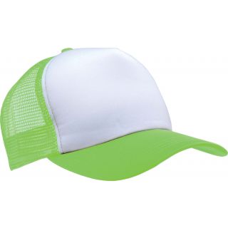 Casquette 5 panneaux Trucker KP111 - White / Lime