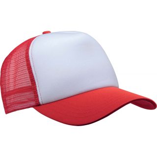 Casquette 5 panneaux Trucker KP111 - White / Red