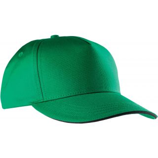 Casquette sandwich contrasté 5 panneaux KP130 - Kelly Green / Black