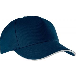 Casquette sandwich contrasté 5 panneaux KP130 - Navy / White