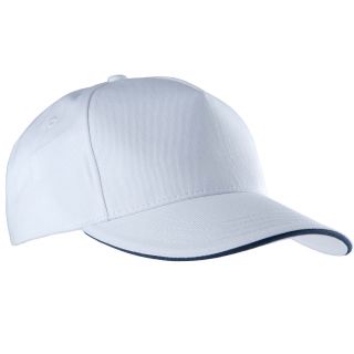 Casquette sandwich contrasté 5 panneaux KP130 - White / Navy