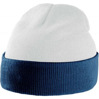Bonnet bicolore avec revers KP514 - White / Navy