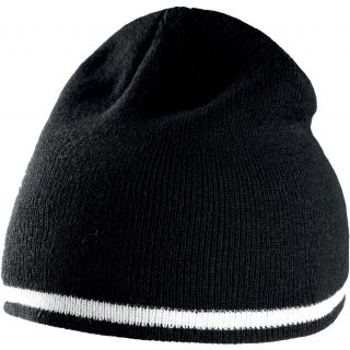 Bonnet avec bande bicolore contrastée KP515 - Black / White / Black