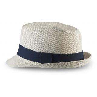 Chapeau en fibre végétale KP608 - Natural / Navy