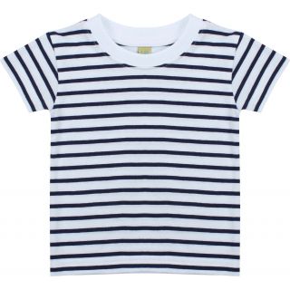 T-shirt bébé rayé manches courtes LW027 - White / Oxford Navy