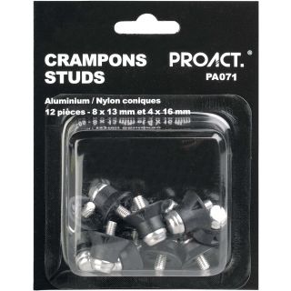 Boîte de 12 crampons alu/nylon coniques PA071 - Silver-8x13 mm + 4x16mm