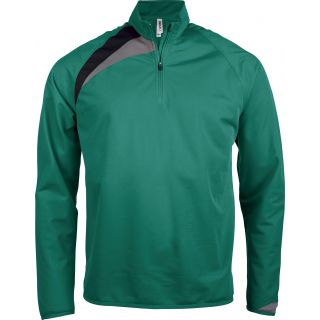 Sweat-shirt enfant d'entraînement 1/4 zip PA329 - Dark Green / Black / Storm Grey