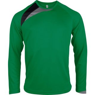 T-shirt unisexe manches longues sport PA408 - Green / Black / Storm Grey