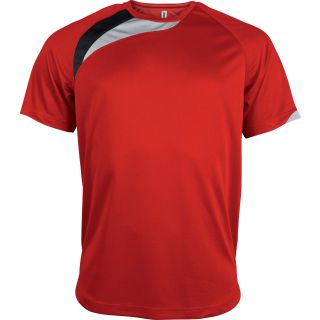 T-shirt sport enfant manches courtes PA437 - Sporty Red / Black / Storm Grey