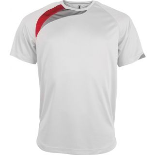 T-shirt sport enfant manches courtes PA437 - White / Sporty Red / Storm Grey