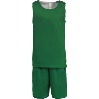 Kit basketball réversible enfant PA449 - Dark Kelly Green / White