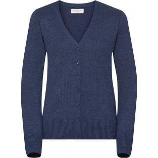 Cardigan femme col V RU715F - Denim Marl