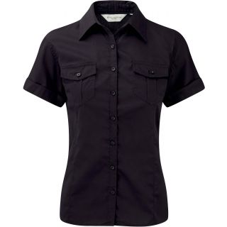 Chemise manches courtes femme twill roll RU919F - Black