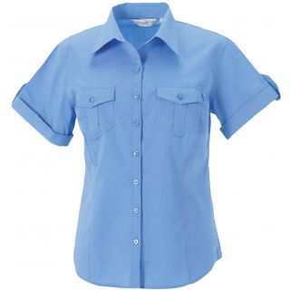 Chemise manches courtes femme twill roll RU919F - Blue